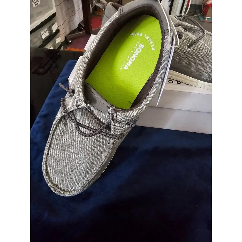 Sonoma Mens Gray Canvas Slip-On Shoes Size 6 With Memory Foam For Comfort‎